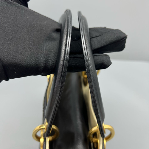 Dior Embroidered Medium Lady Dior Calfskin Black