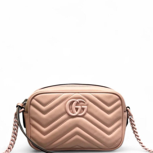 Gucci Mini GG Marmont Chain Shoulder Bag Calfskin Pink