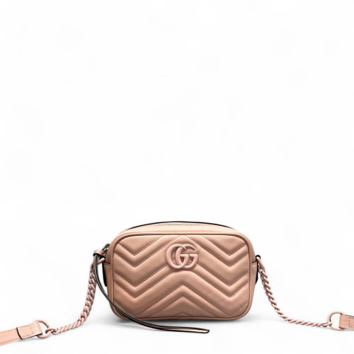 Gucci Mini GG Marmont Chain Shoulder Bag Calfskin Pink
