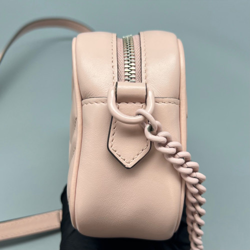 Gucci Mini GG Marmont Chain Shoulder Bag Calfskin Pink