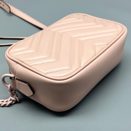 Gucci Mini GG Marmont Chain Shoulder Bag Calfskin Pink