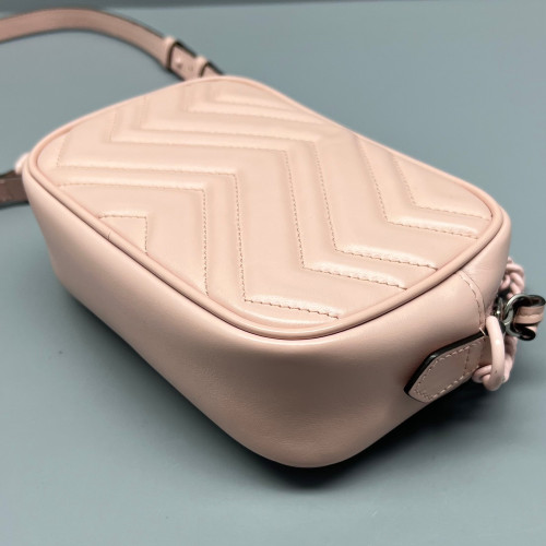 Gucci Mini GG Marmont Chain Shoulder Bag Calfskin Pink