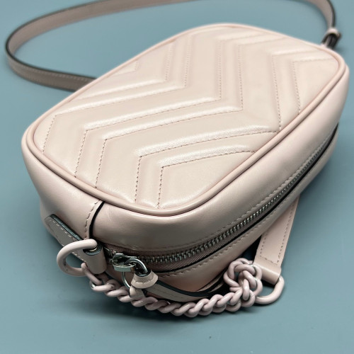 Gucci Mini GG Marmont Chain Shoulder Bag Calfskin Pink