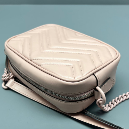 Gucci Mini GG Marmont Chain Shoulder Bag Calfskin Pink