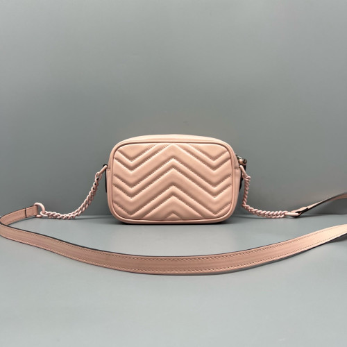 Gucci Mini GG Marmont Chain Shoulder Bag Calfskin Pink
