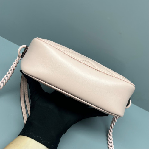 Gucci Mini GG Marmont Chain Shoulder Bag Calfskin Pink