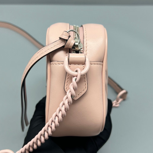 Gucci Mini GG Marmont Chain Shoulder Bag Calfskin Pink