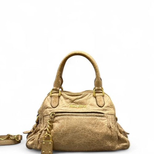 Miu Miu Two-Way Bag Pull Up Leather Natural Tan