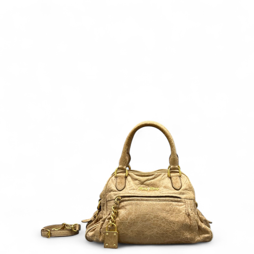 Miu Miu Two-Way Bag Pull Up Leather Natural Tan