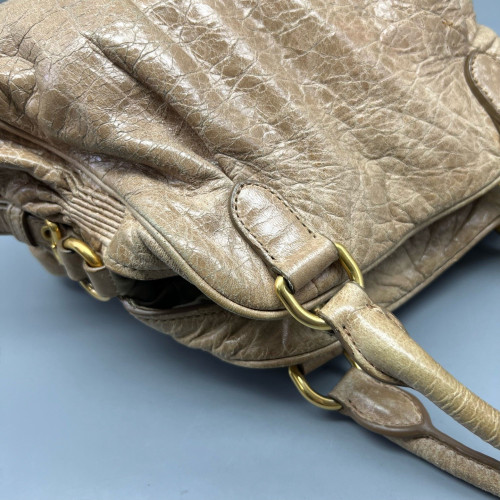 Miu Miu Two-Way Bag Pull Up Leather Natural Tan