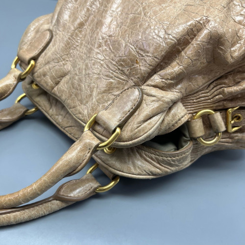 Miu Miu Two-Way Bag Pull Up Leather Natural Tan