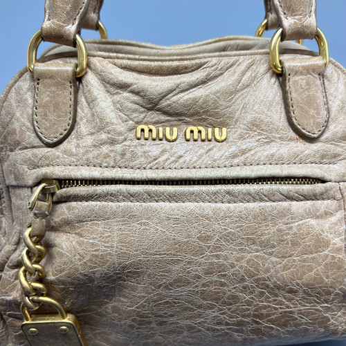 Miu Miu Two-Way Bag Pull Up Leather Natural Tan