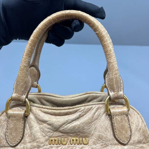 Miu Miu Two-Way Bag Pull Up Leather Natural Tan
