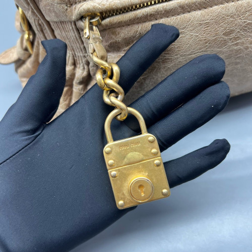 Miu Miu Two-Way Bag Pull Up Leather Natural Tan