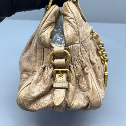 Miu Miu Two-Way Bag Pull Up Leather Natural Tan