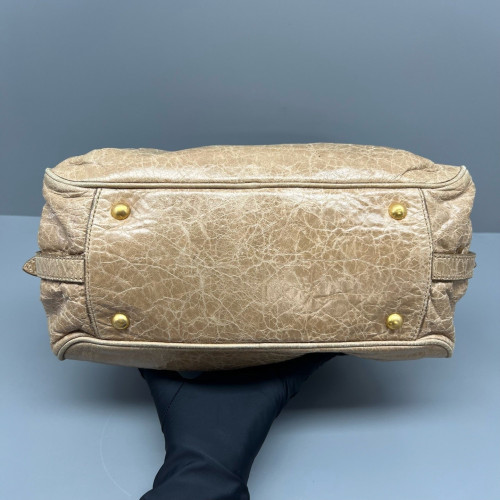 Miu Miu Two-Way Bag Pull Up Leather Natural Tan