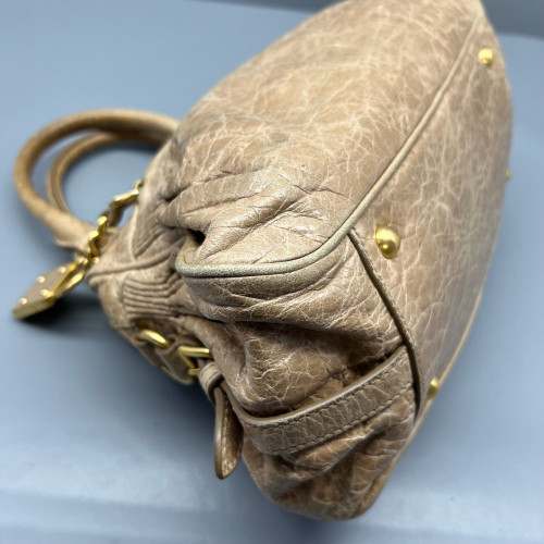 Miu Miu Two-Way Bag Pull Up Leather Natural Tan