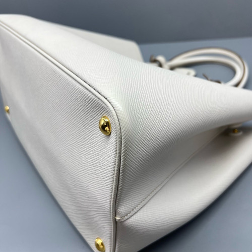 Prada Large Double Bag Saffiano Calfskin White