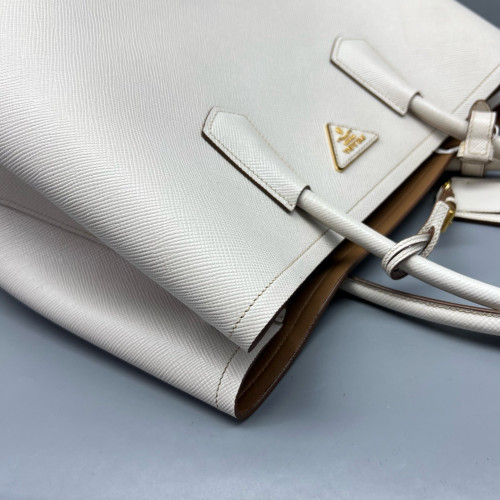 Prada Large Double Bag Saffiano Calfskin White