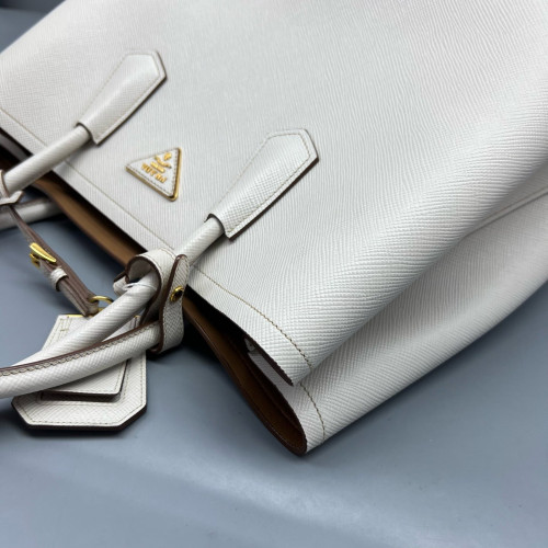 Prada Large Double Bag Saffiano Calfskin White