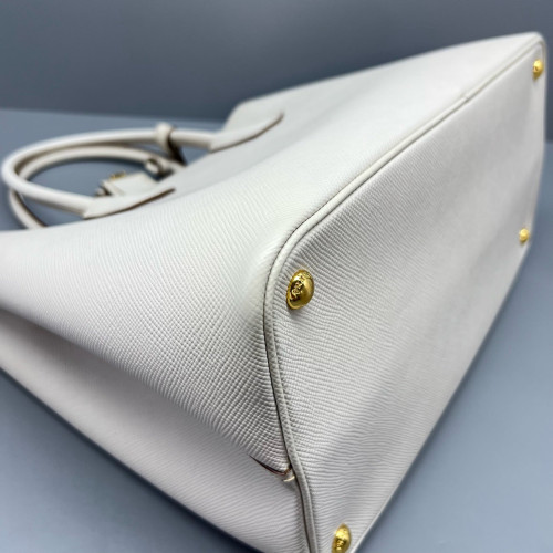 Prada Large Double Bag Saffiano Calfskin White