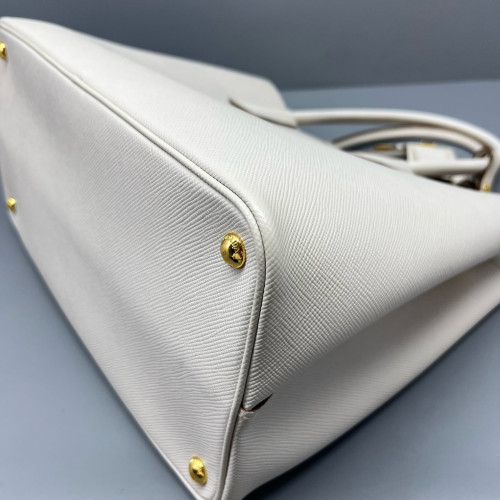 Prada Large Double Bag Saffiano Calfskin White