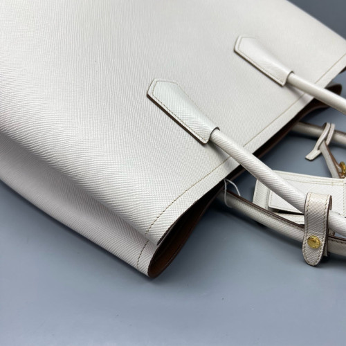 Prada Large Double Bag Saffiano Calfskin White