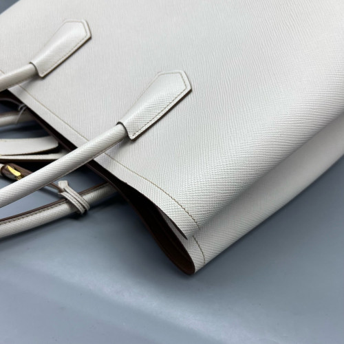 Prada Large Double Bag Saffiano Calfskin White