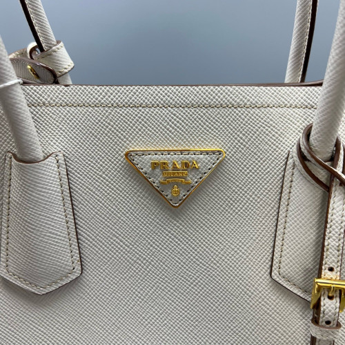 Prada Large Double Bag Saffiano Calfskin White