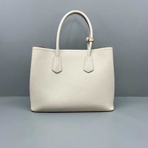 Prada Large Double Bag Saffiano Calfskin White
