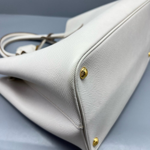 Prada Large Double Bag Saffiano Calfskin White
