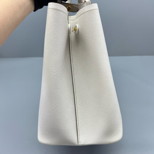 Prada Large Double Bag Saffiano Calfskin White