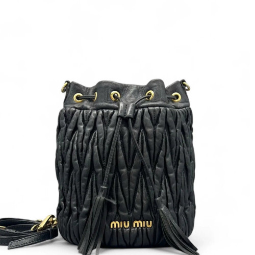 Miu Miu Bucket Crumpled Lambskin Black Miu Miu Bucket Crumpled Lambskin Black