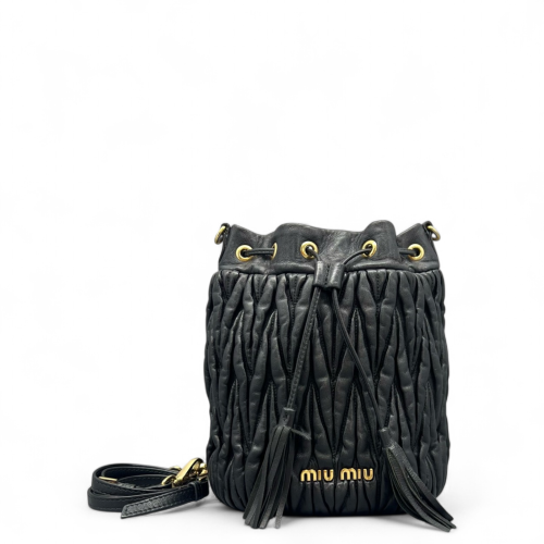 Miu Miu Bucket Crumpled Lambskin Black Miu Miu Bucket Crumpled Lambskin Black