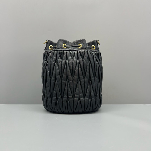 Miu Miu Bucket Crumpled Lambskin Black Miu Miu Bucket Crumpled Lambskin Black