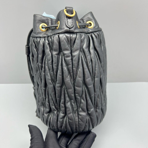 Miu Miu Bucket Crumpled Lambskin Black Miu Miu Bucket Crumpled Lambskin Black