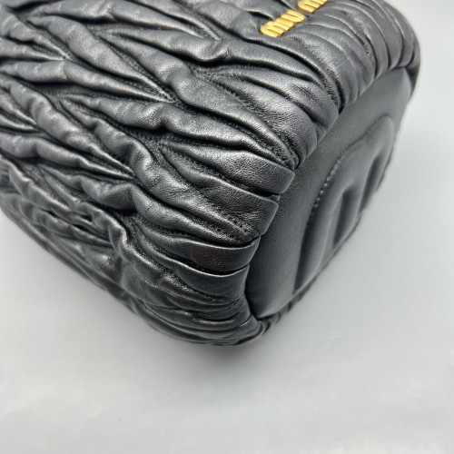 Miu Miu Bucket Crumpled Lambskin Black Miu Miu Bucket Crumpled Lambskin Black