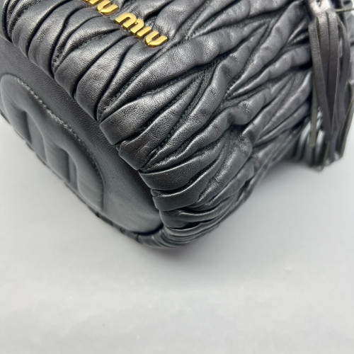 Miu Miu Bucket Crumpled Lambskin Black Miu Miu Bucket Crumpled Lambskin Black