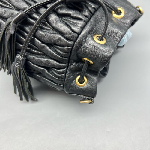 Miu Miu Bucket Crumpled Lambskin Black Miu Miu Bucket Crumpled Lambskin Black
