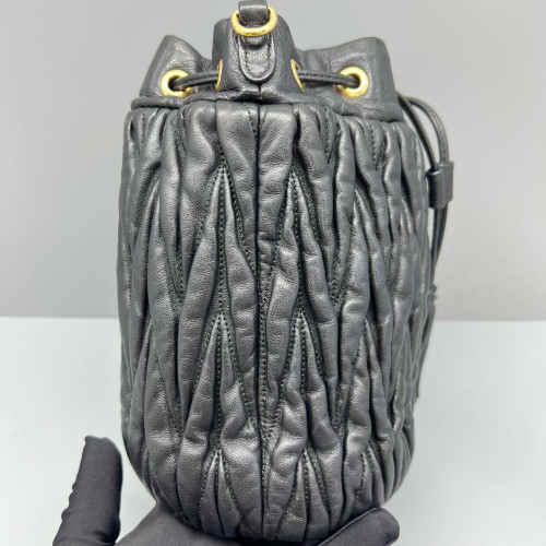 Miu Miu Bucket Crumpled Lambskin Black Miu Miu Bucket Crumpled Lambskin Black