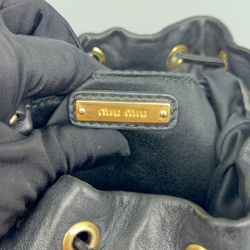 Miu Miu Bucket Crumpled Lambskin Black Miu Miu Bucket Crumpled Lambskin Black