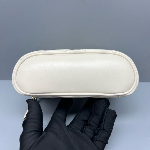 Gucci Chevron Mini Top Handle Vanity Case Calfskin White
