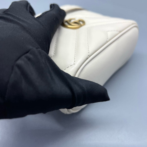 Gucci Chevron Mini Top Handle Vanity Case Calfskin White