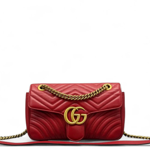 Gucci Chevron Small GG Marmont Calfskin Red Gucci Chevron Small GG Marmont Calfskin Red