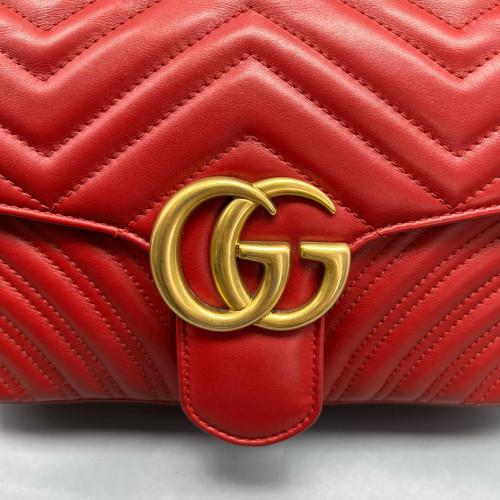 Gucci Chevron Small GG Marmont Calfskin Red Gucci Chevron Small GG Marmont Calfskin Red