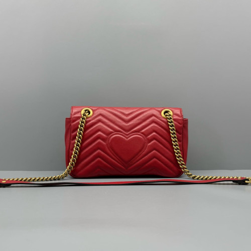 Gucci Chevron Small GG Marmont Calfskin Red Gucci Chevron Small GG Marmont Calfskin Red