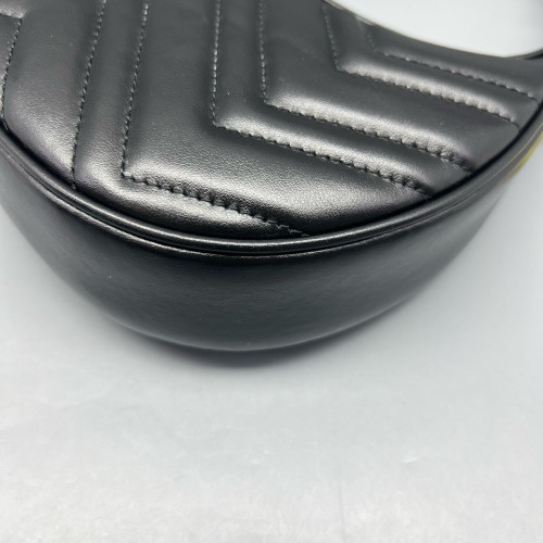 Gucci Chevron GG Marmont Sling Shoulder Bag Calfskin Black