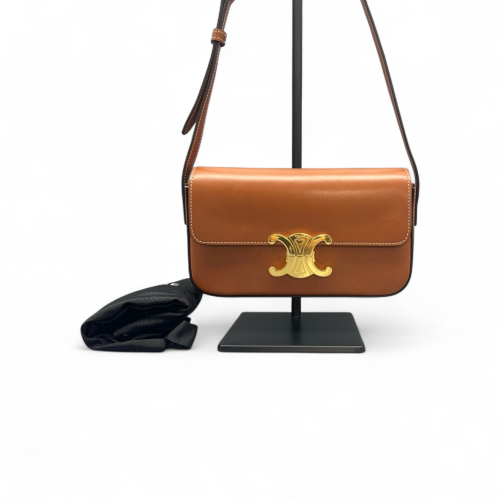 Celine Triomphe Medium Tilly Triomphe Shoulder Bag Calfskin Tan