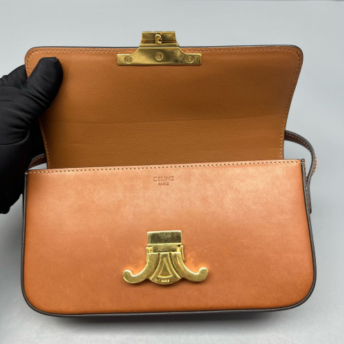 Celine Triomphe Medium Tilly Triomphe Shoulder Bag Calfskin Tan