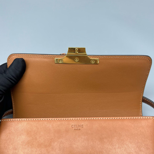 Celine Triomphe Medium Tilly Triomphe Shoulder Bag Calfskin Tan